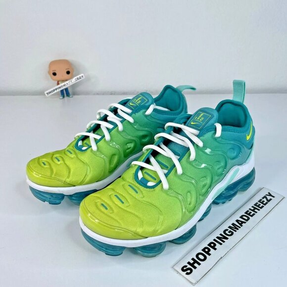 [Wm 6.5] NIKE AIR VAPORMAX PLUS 2019 LEMON LIME Running Shoes Green Blue - Picture 1 of 11